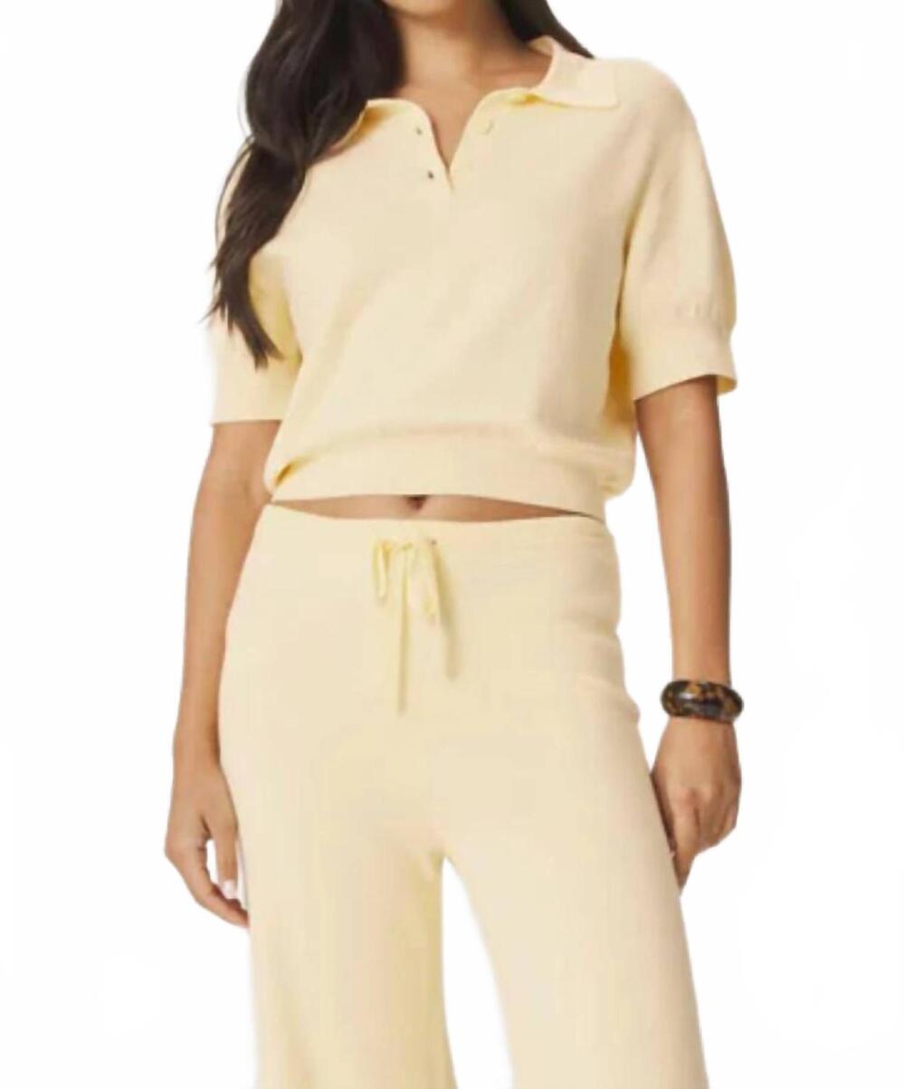 NEW SPLENDID christa polo short sleeve sweater in honeysuckle
